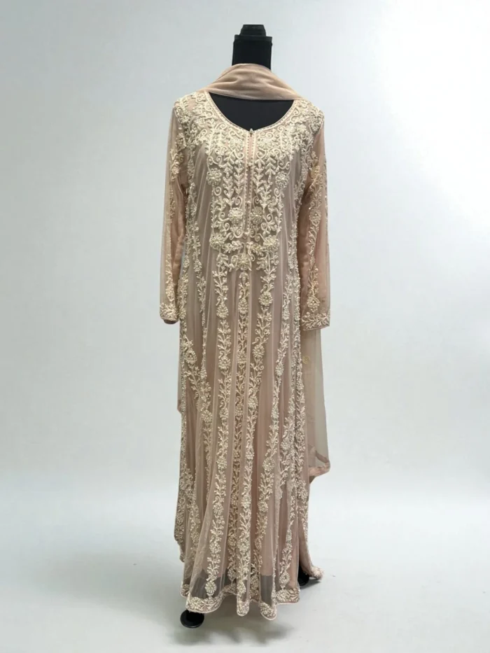 Light Blush Pink Needlepoint Zari A-Line Suit