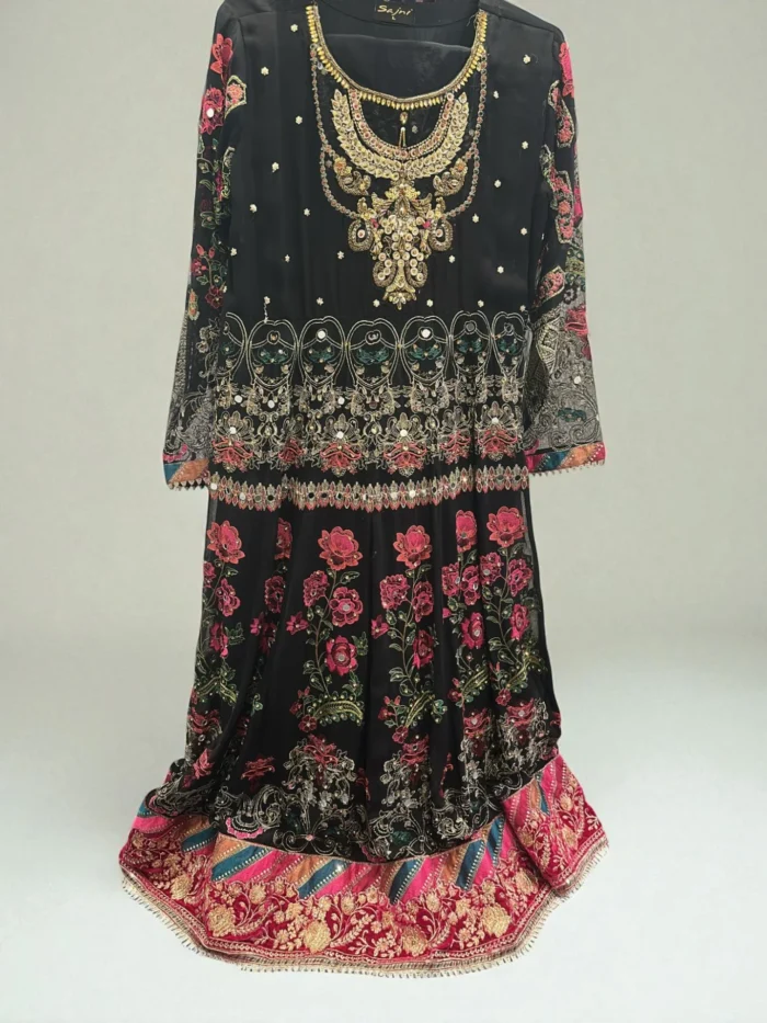 Black Chiffon Chatta Patti Maxi Dress