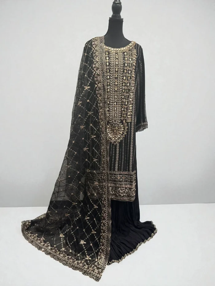 Black Chiffon & Zari Crush Gharara Ensemble