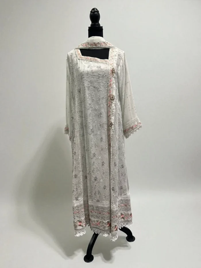 Ivory Angrakha-Style Gown Dress