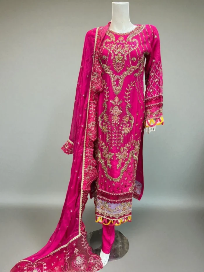 Hot Pink & Golden Zari Punjabi Ensemble