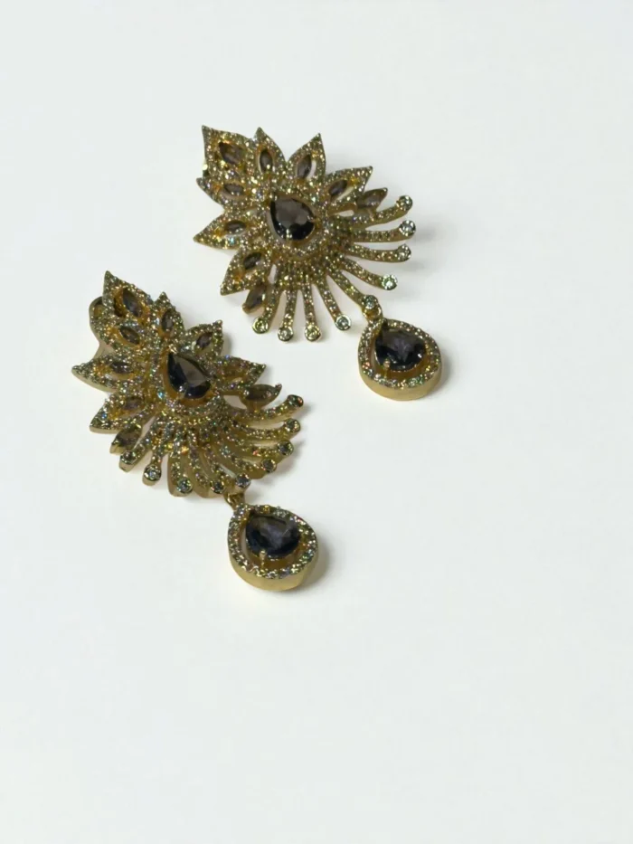 Starburst AD Stone Drop Earrings