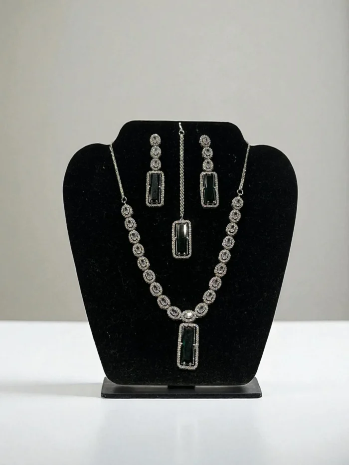 Geometric American Diamond Necklace Set