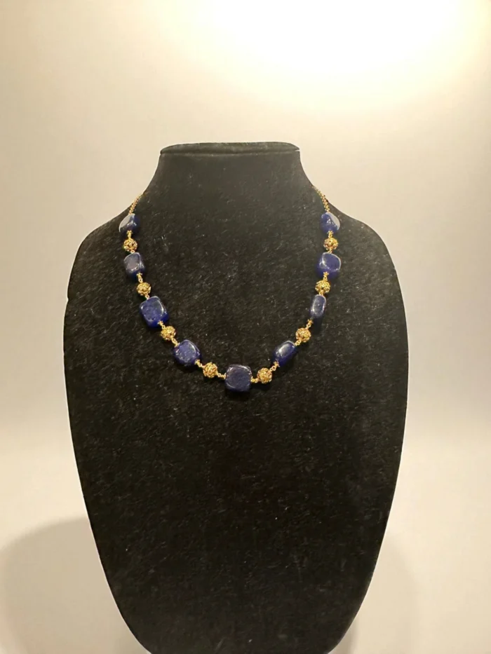Rustic Stone & Gold Beaded Choker Necklace