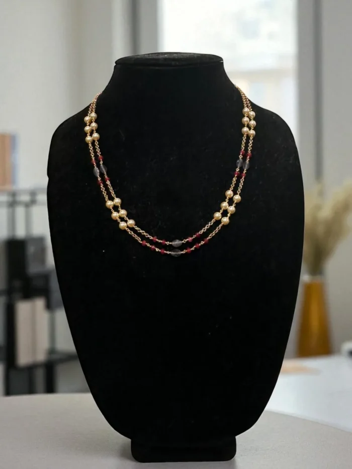 Sleek Multi-Color Double-Layer Pearl Necklace