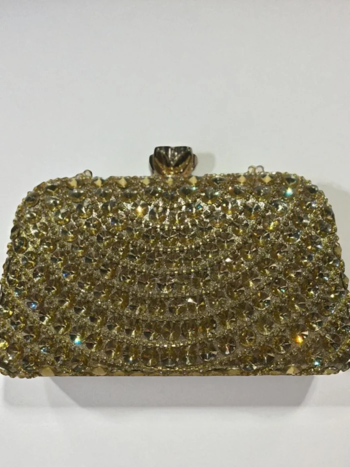 Golden Rhinestone Embellished Clutch