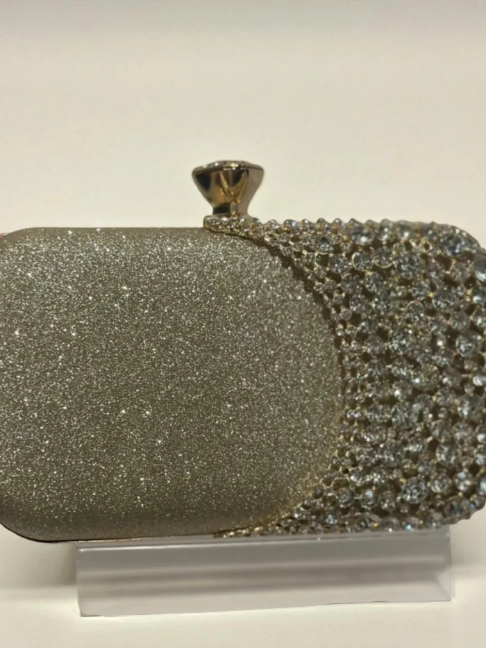 Golden Rhinestone Embellished Bridal/Party Clutch