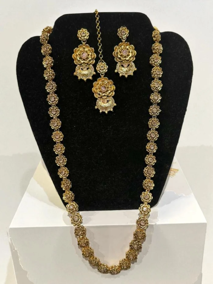 Gold Plated Rajwadi 3D Work Necklace Set