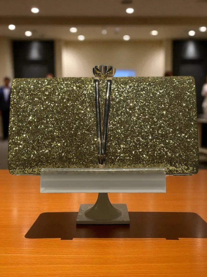 Golden Shimmer Finish Box Clutch