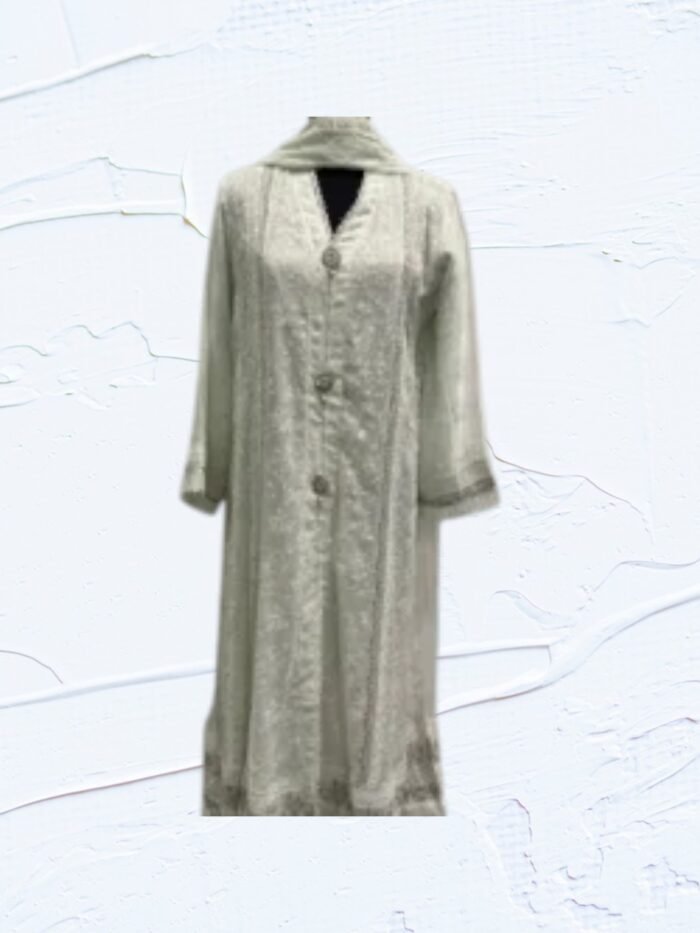 Grey Russian Silk & Embroidered Palazzo Dress