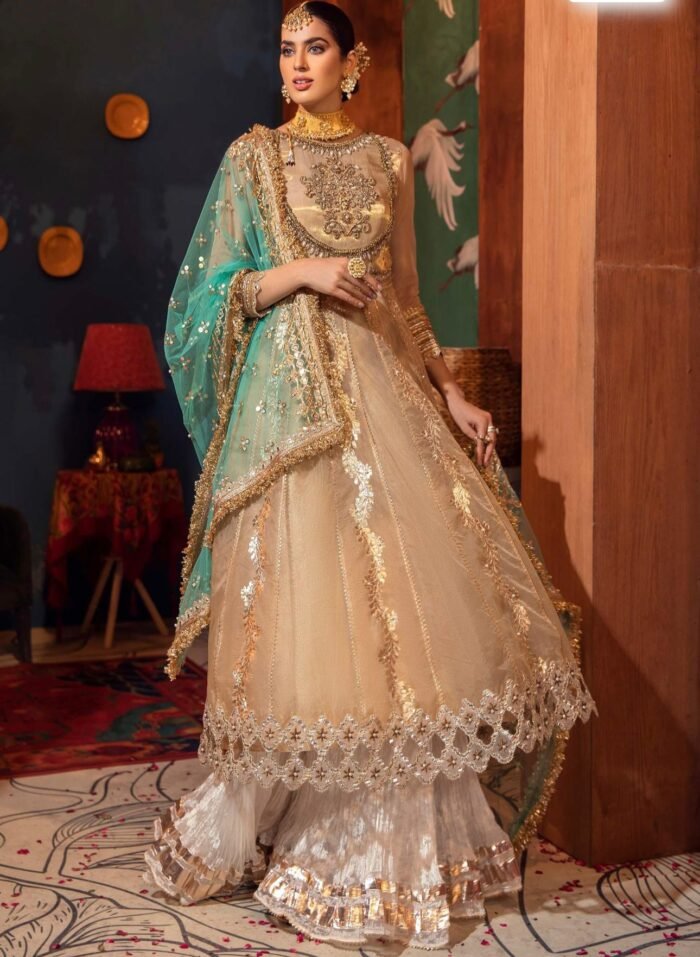 Golden Champagne Threadwork Formal Suit